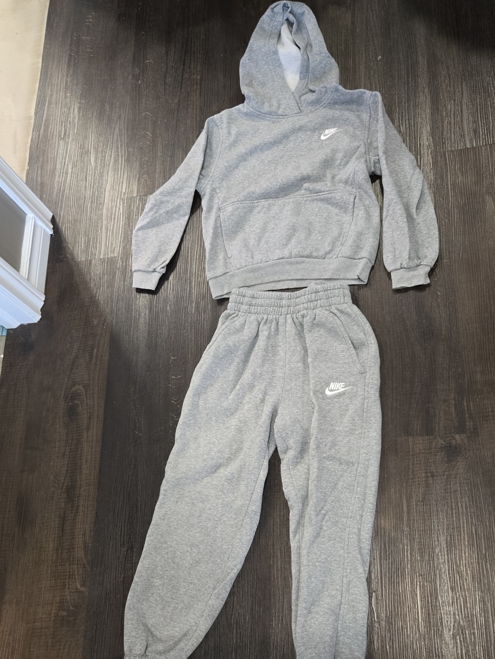 Nike Kids Grey Hooded Sweatshirt & Joggers Set - Light Grey